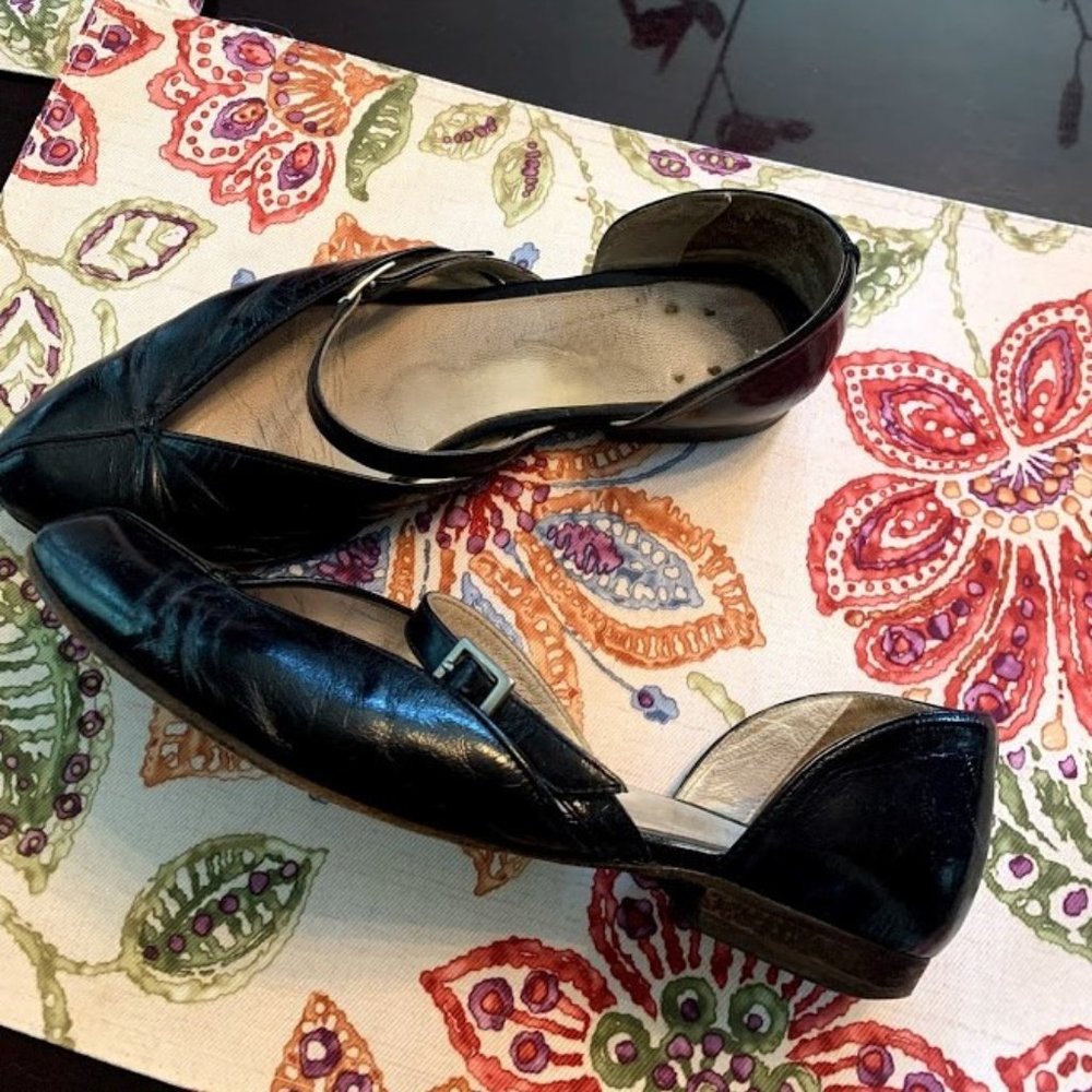 John Fluevog Black Flat Mary-Janes,  8.5 - 9